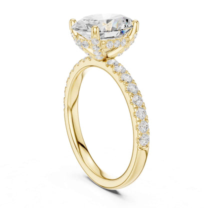 2 Carat Oval Cut Lab Grown Diamond Pavé Engagement Ring