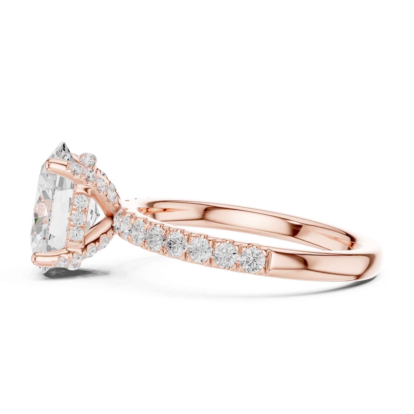 2 Carat Oval Cut Lab Grown Diamond Pavé Engagement Ring