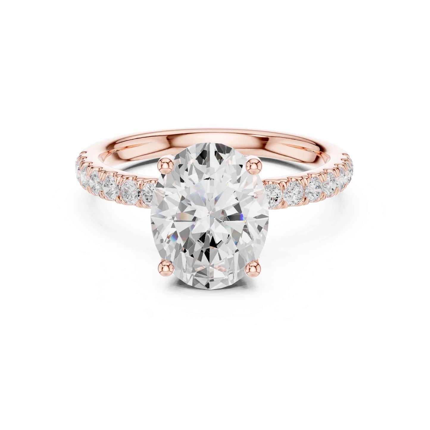 2 Carat Oval Cut Lab Grown Diamond Pavé Engagement Ring