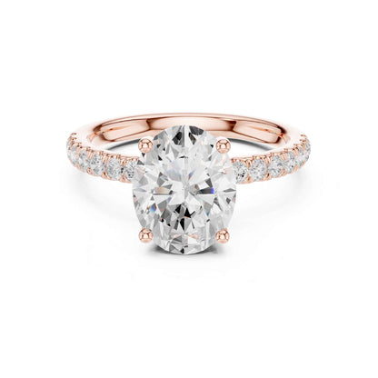 2 Carat Oval Cut Lab Grown Diamond Pavé Engagement Ring
