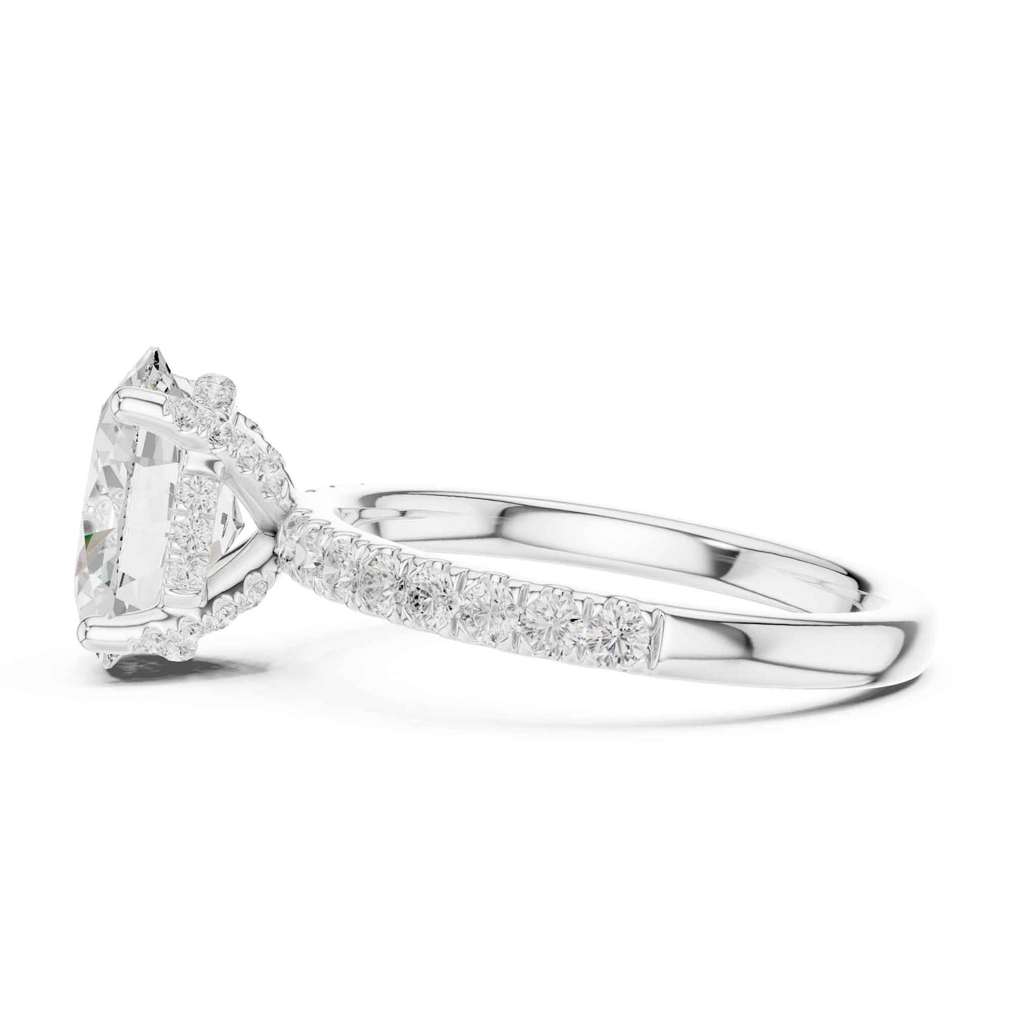 2 Carat Oval Cut Lab Grown Diamond Pavé Engagement Ring