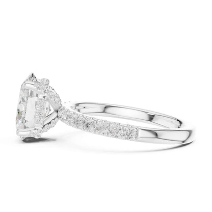 2 Carat Oval Cut Lab Grown Diamond Pavé Engagement Ring