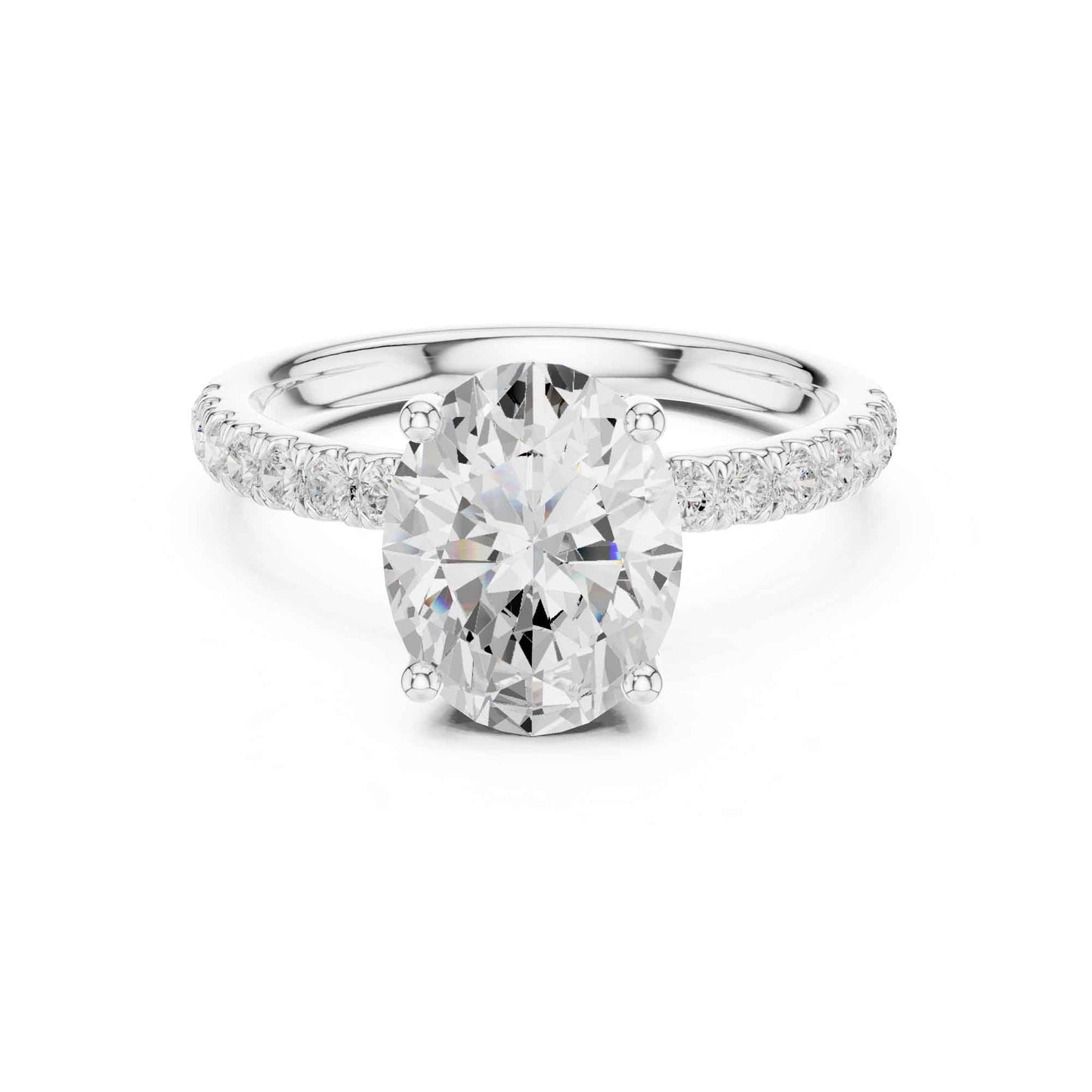2 Carat Oval Cut Lab Grown Diamond Pavé Engagement Ring