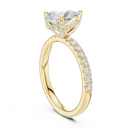 2 Carat Pear Cut Lab Grown Diamond Pavé Engagement Ring
