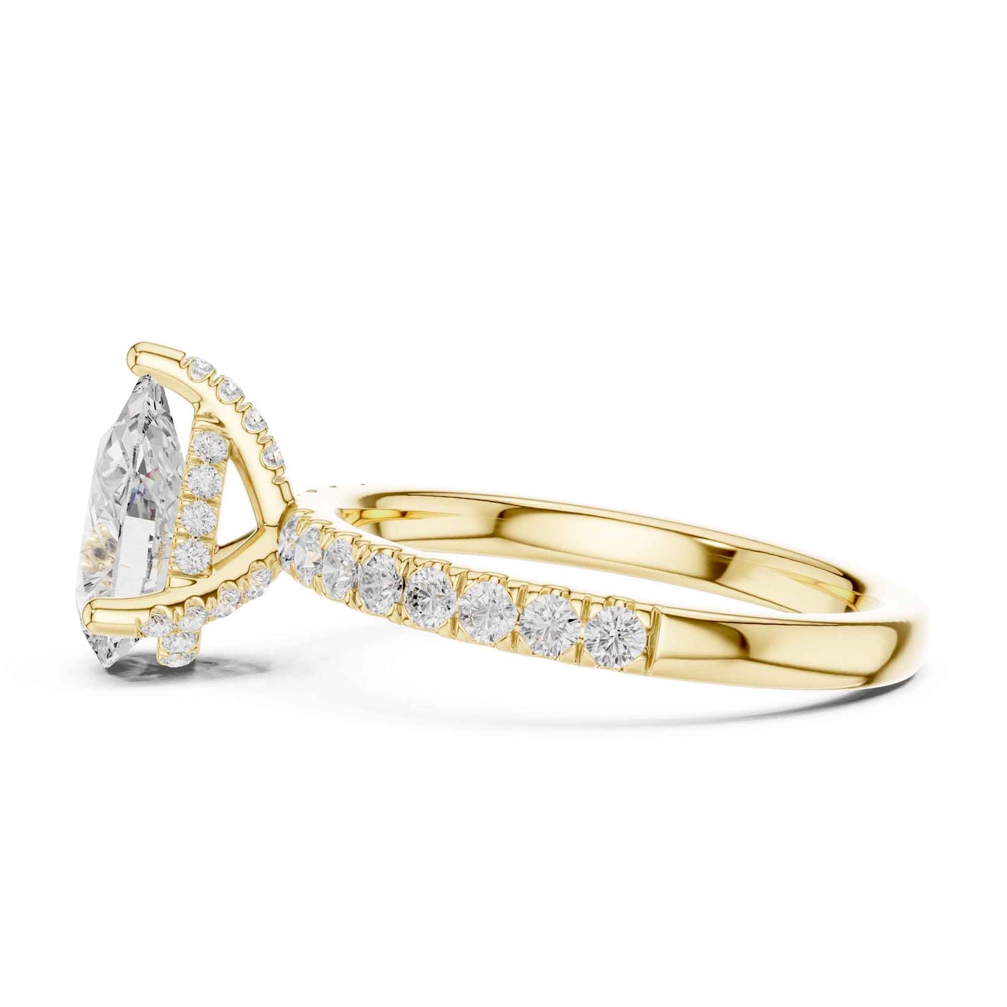 2 Carat Pear Cut Lab Grown Diamond Pavé Engagement Ring