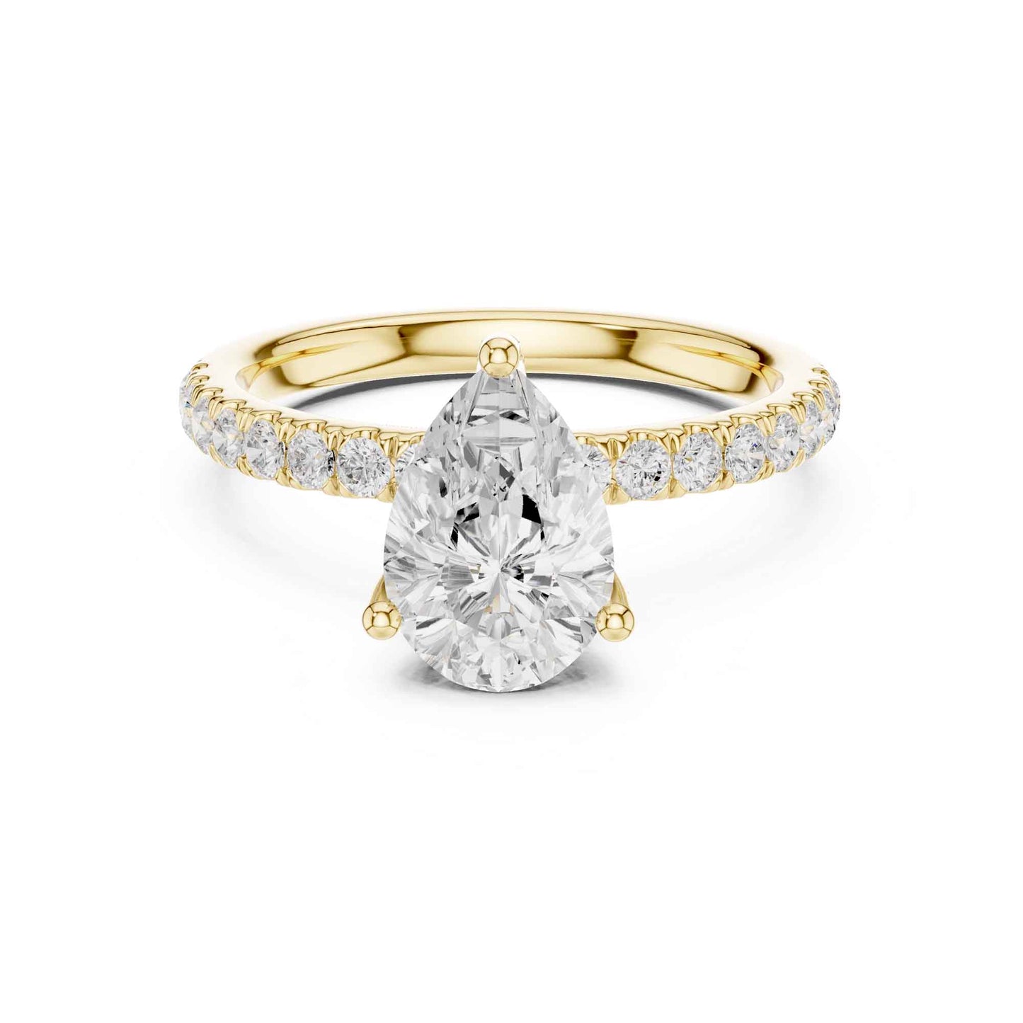 2 Carat Pear Cut Lab Grown Diamond Pavé Engagement Ring