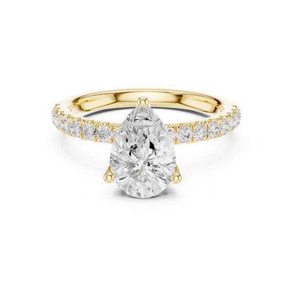 2 Carat Pear Cut Lab Grown Diamond Pavé Engagement Ring