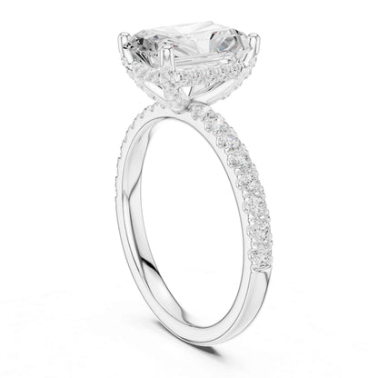 2 Carat Brilliant Radiant Cut Diamond Pavé Engagement Ring