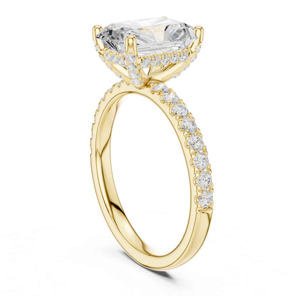 2 Carat Brilliant Radiant Cut Diamond Pavé Engagement Ring