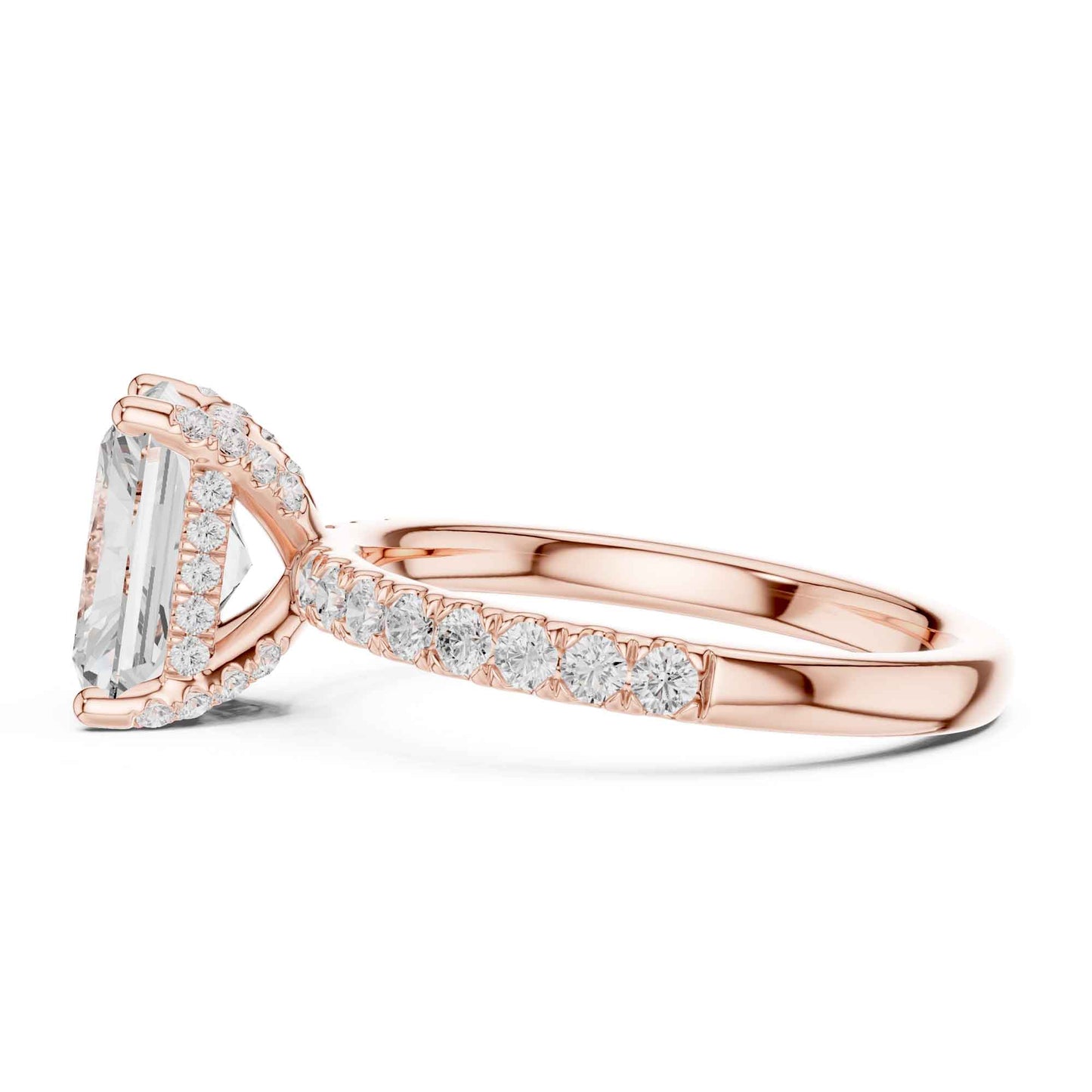 2 Carat Brilliant Radiant Cut Diamond Pavé Engagement Ring