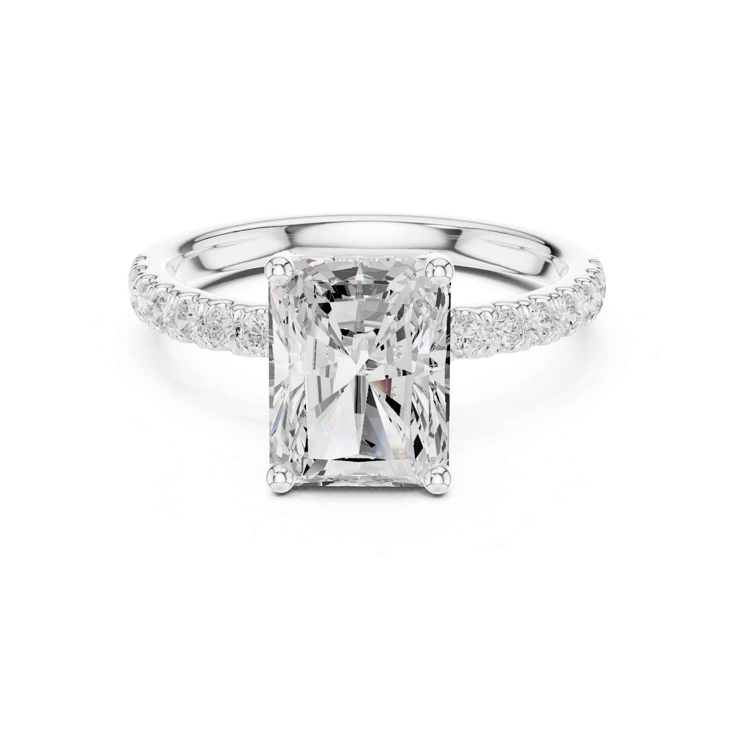 2 Carat Brilliant Radiant Cut Diamond Pavé Engagement Ring