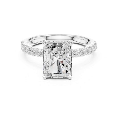 2 Carat Brilliant Radiant Cut Diamond Pavé Engagement Ring