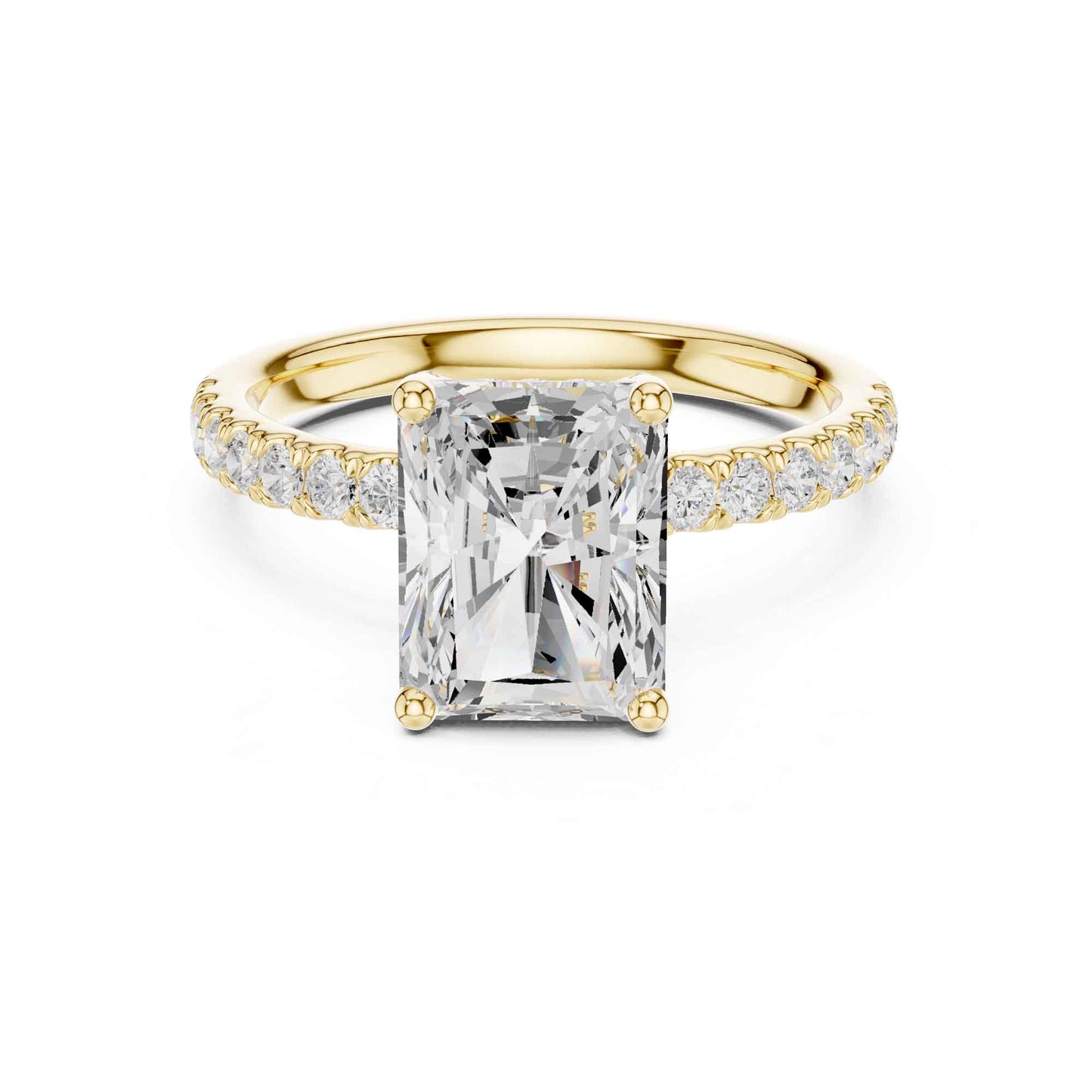 2 Carat Brilliant Radiant Cut Diamond Pavé Engagement Ring