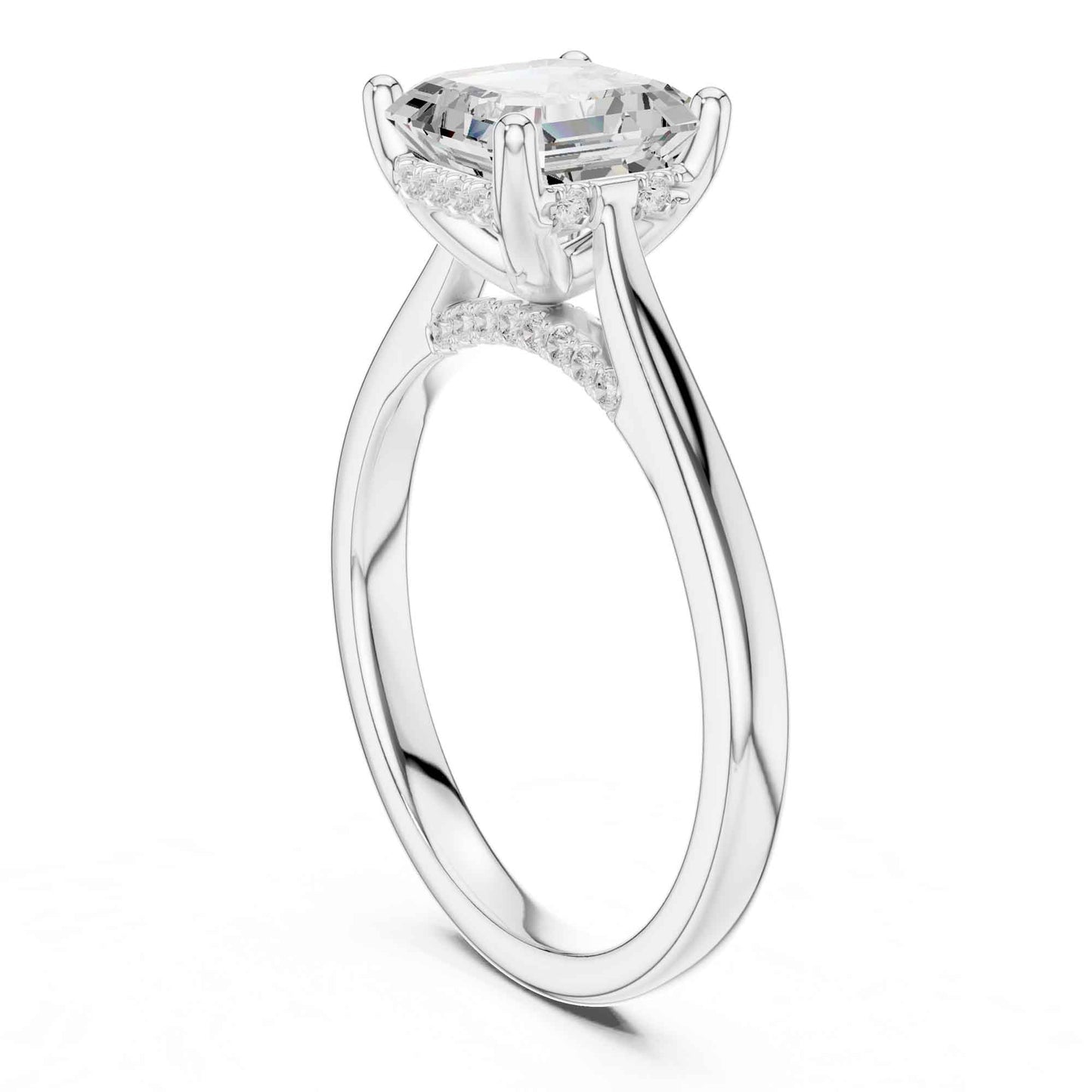 2 Carat Asscher Cut Lab Grown Diamond Solitaire Engagement Ring