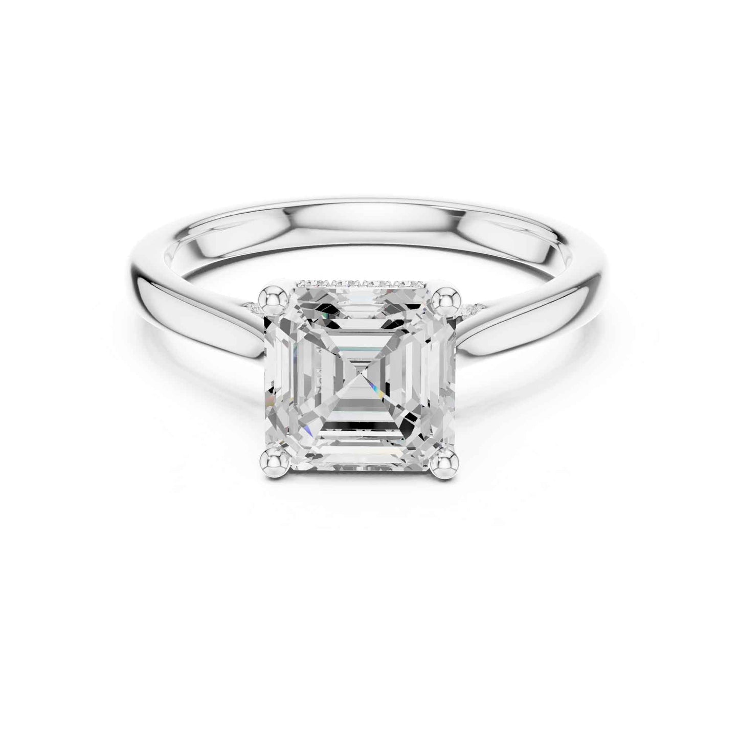 2 Carat Asscher Cut Lab Grown Diamond Solitaire Engagement Ring
