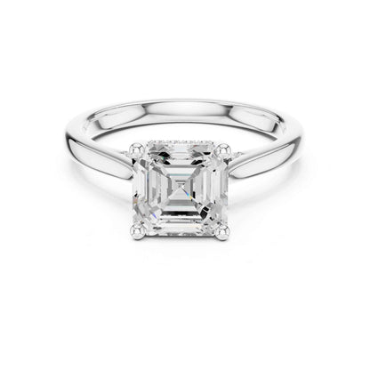 2 Carat Asscher Cut Lab Grown Diamond Solitaire Engagement Ring