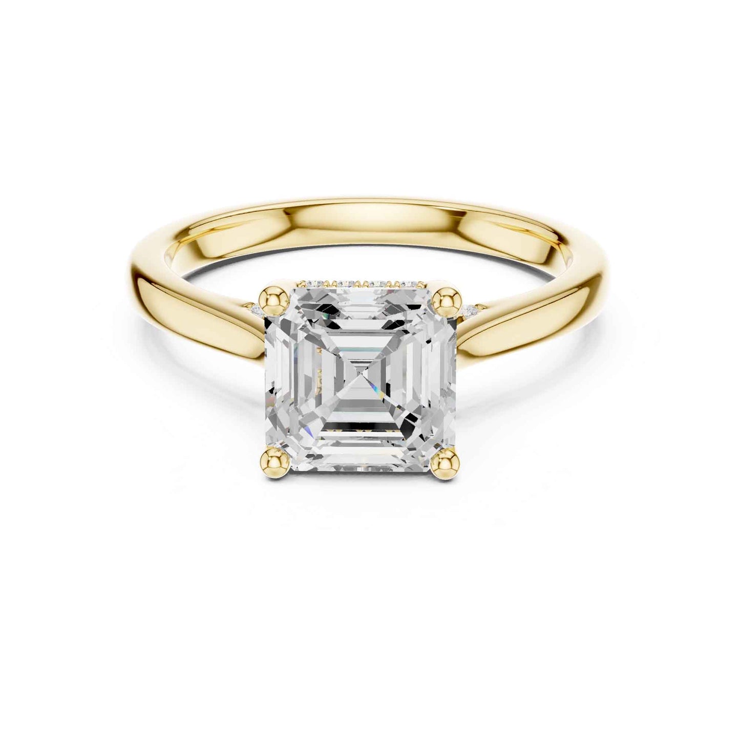 2 Carat Asscher Cut Lab Grown Diamond Solitaire Engagement Ring