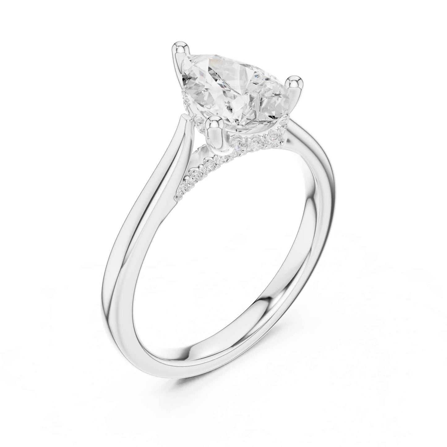2 Carat Luxury Pear Cut Lab Grown Diamond Solitaire Engagement Ring
