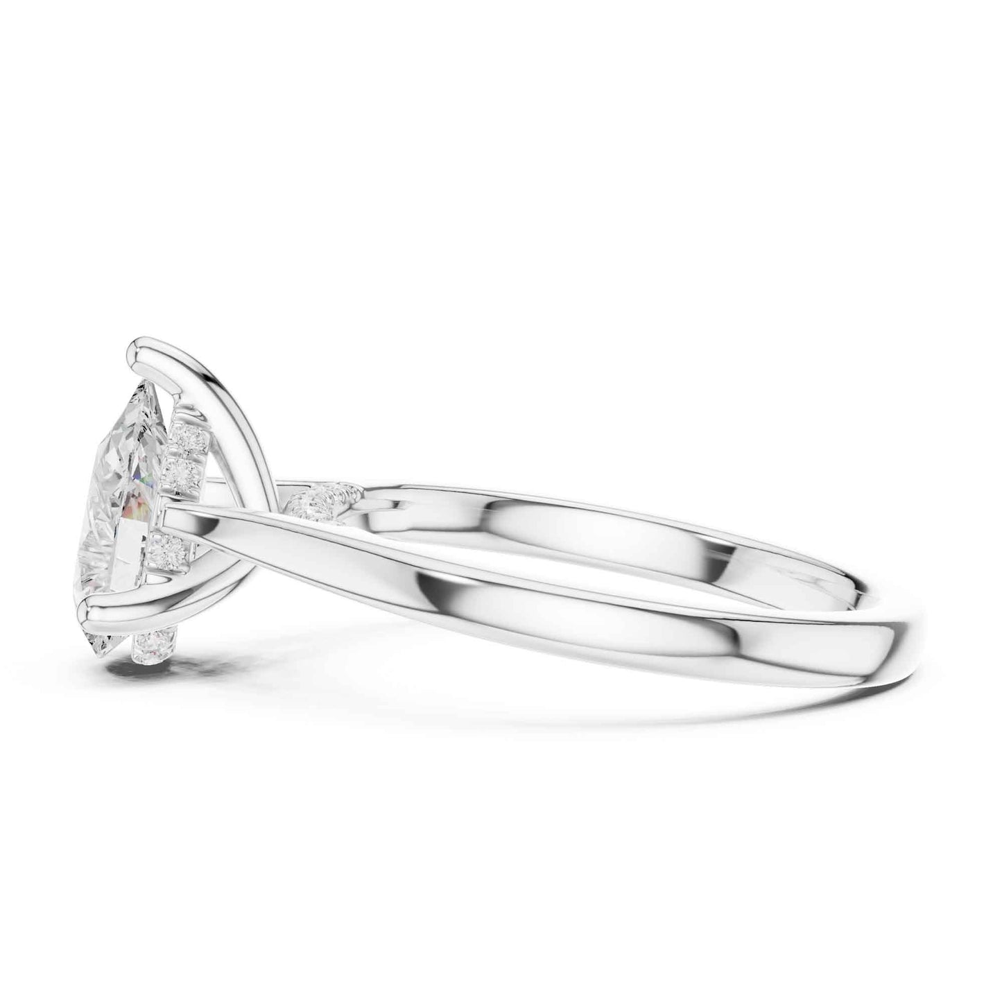 2 Carat Luxury Pear Cut Lab Grown Diamond Solitaire Engagement Ring