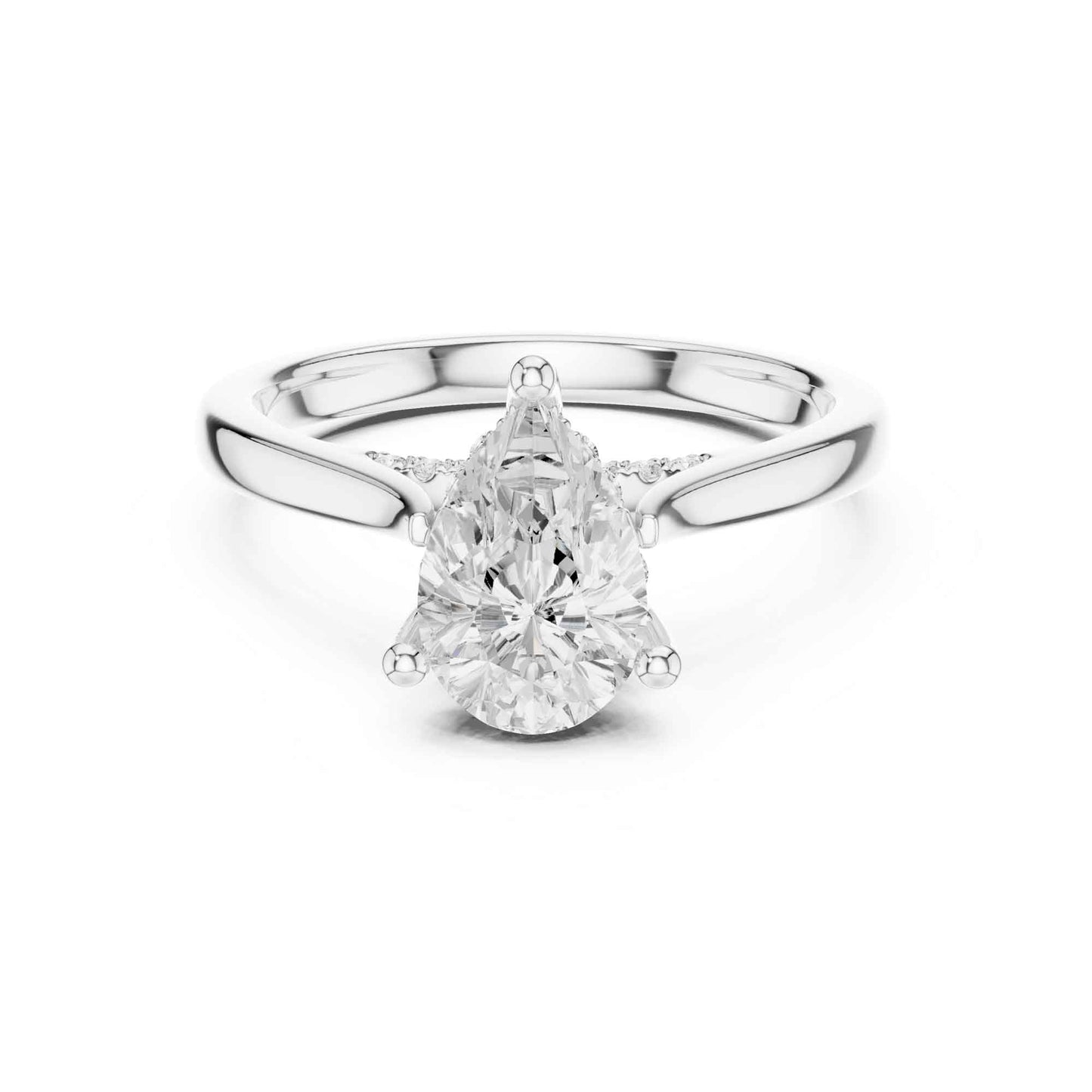 2 Carat Luxury Pear Cut Lab Grown Diamond Solitaire Engagement Ring