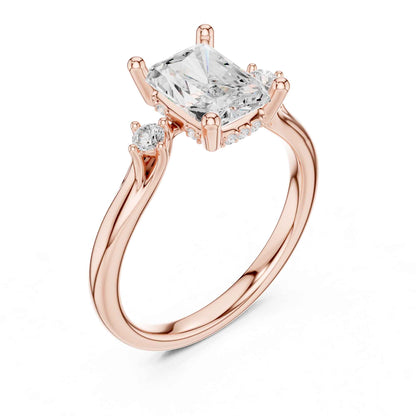 2 Carat Radiant Cut Lab Grown Diamond Engagement Ring with Side Stone Accents