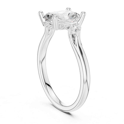 2 Carat Radiant Cut Lab Grown Diamond Engagement Ring with Side Stone Accents