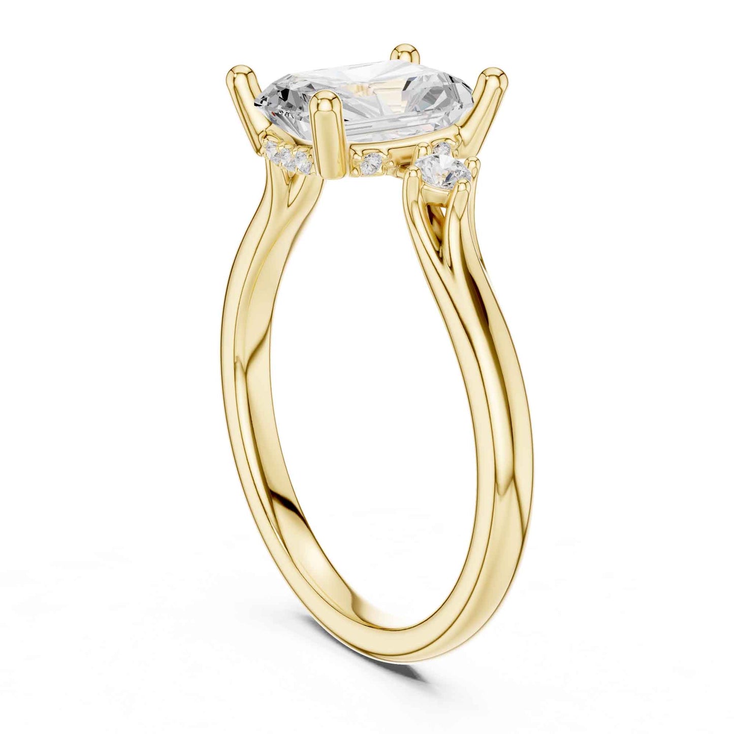 2 Carat Radiant Cut Lab Grown Diamond Engagement Ring with Side Stone Accents