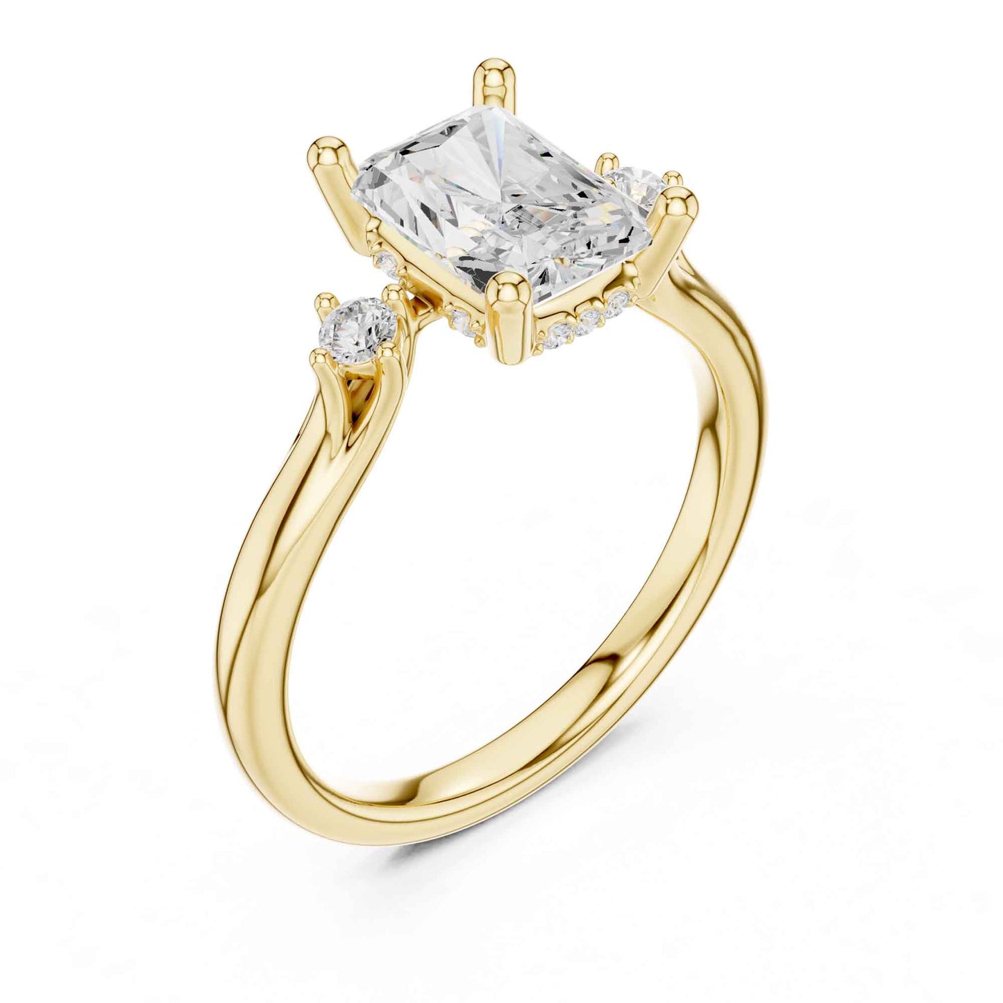 2 Carat Radiant Cut Lab Grown Diamond Engagement Ring with Side Stone Accents