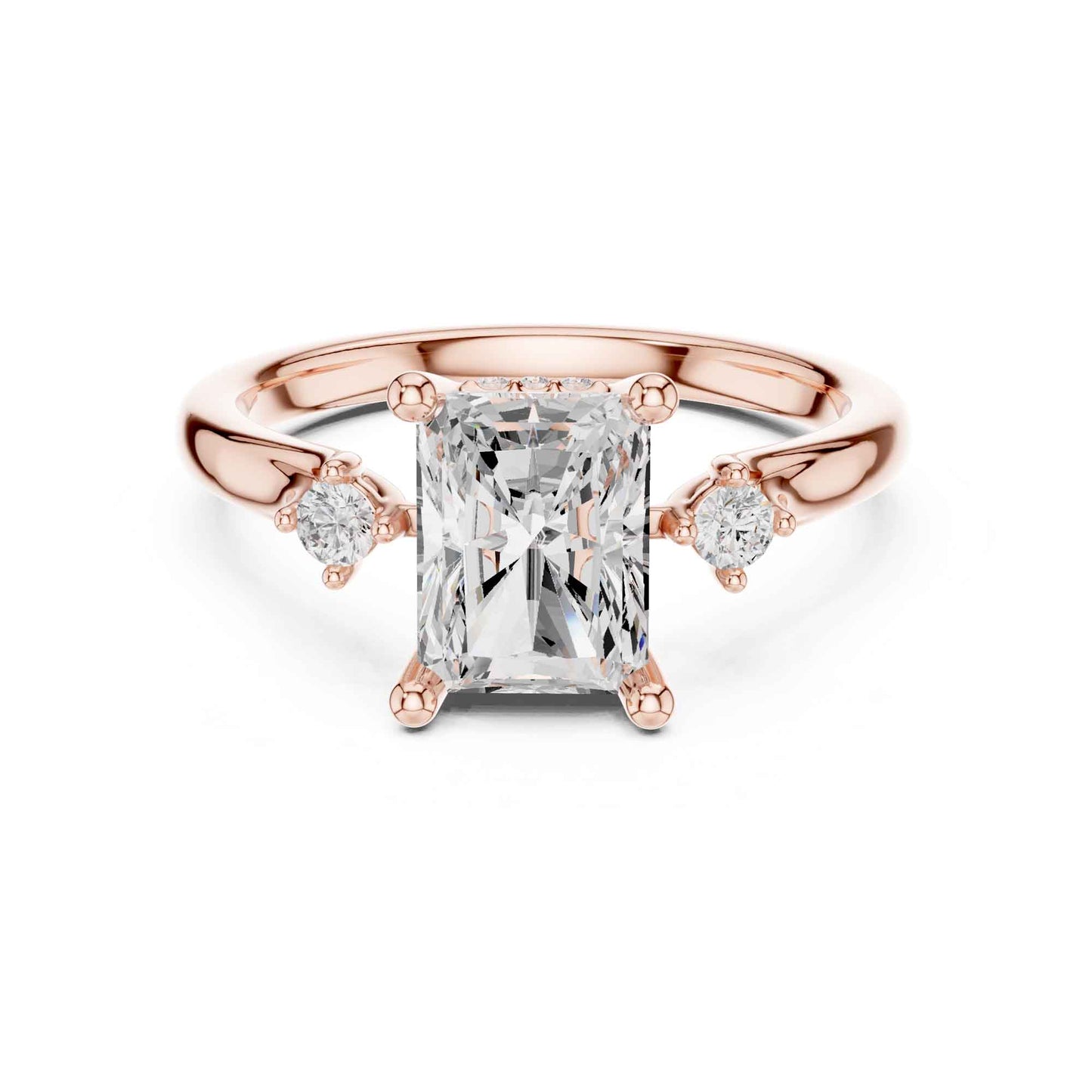 2 Carat Radiant Cut Lab Grown Diamond Engagement Ring with Side Stone Accents