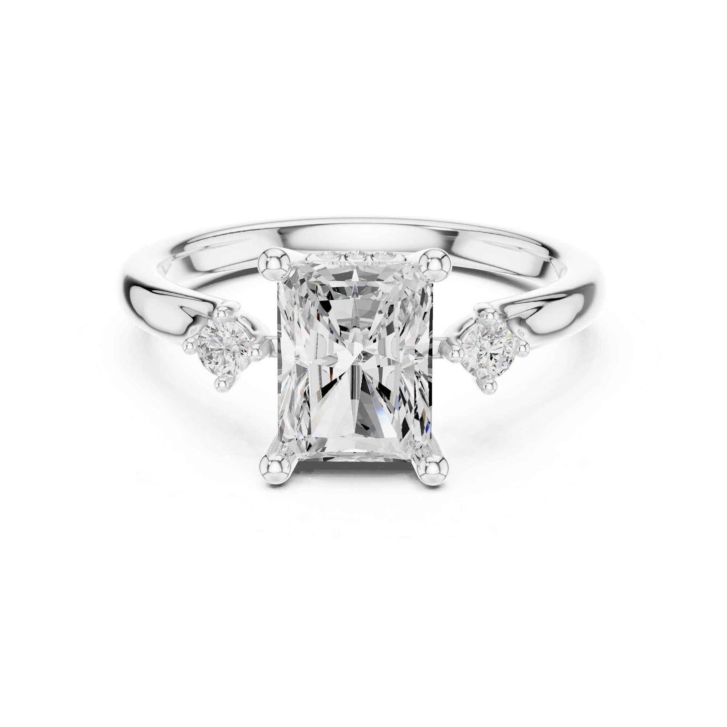 2 Carat Radiant Cut Lab Grown Diamond Engagement Ring with Side Stone Accents
