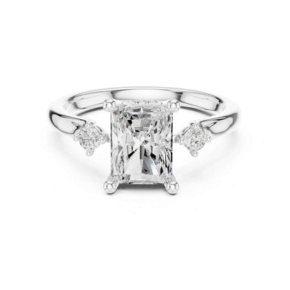 2 Carat Radiant Cut Lab Grown Diamond Engagement Ring with Side Stone Accents
