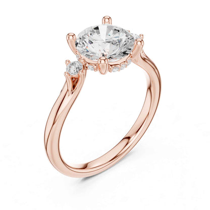 2 Carat Round Cut Lab Grown Diamond Three Stone Engagement Ring