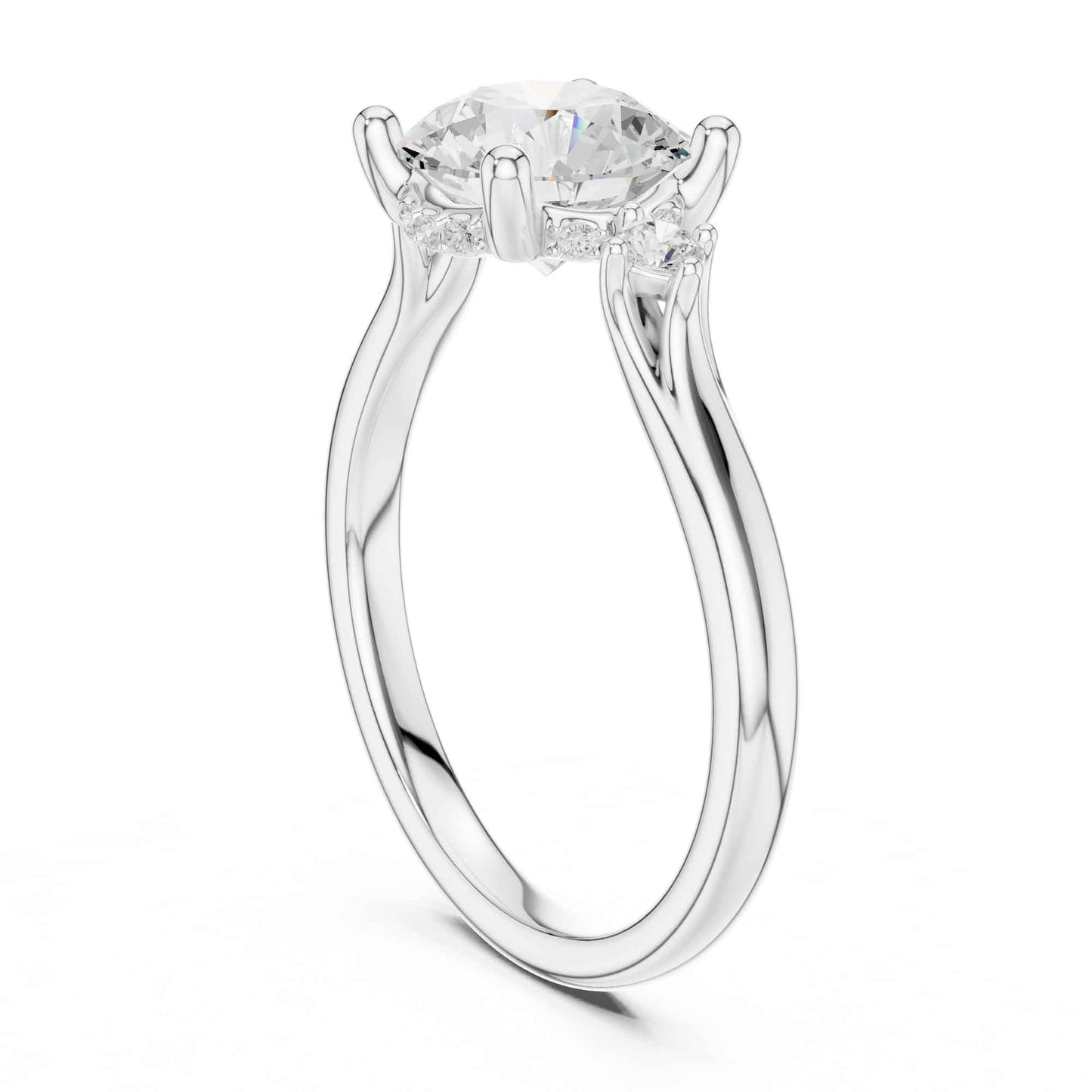 2 Carat Round Cut Lab Grown Diamond Three Stone Engagement Ring