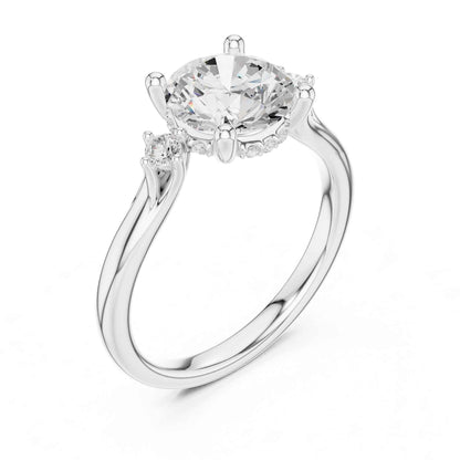 2 Carat Round Cut Lab Grown Diamond Three Stone Engagement Ring