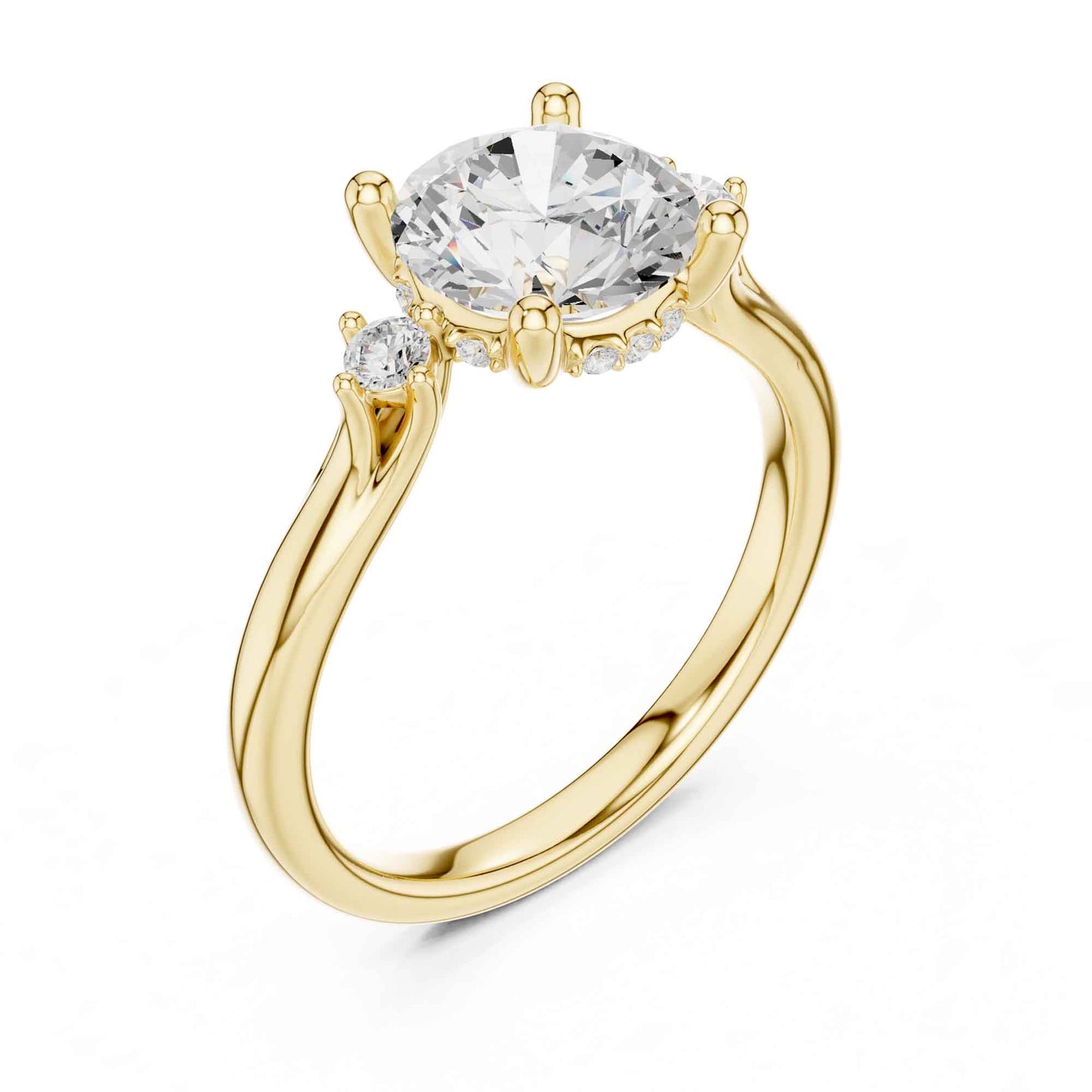 2 Carat Round Cut Lab Grown Diamond Three Stone Engagement Ring