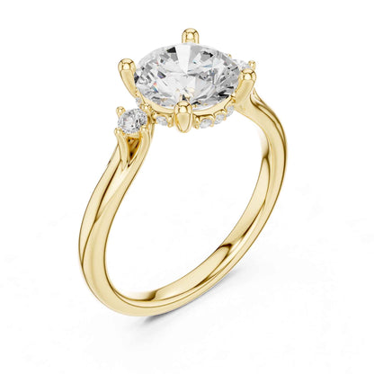 2 Carat Round Cut Lab Grown Diamond Three Stone Engagement Ring