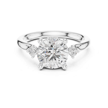 2 Carat Round Cut Lab Grown Diamond Three Stone Engagement Ring