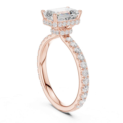 1.5 Carat Elegant Emerald Cut Lab Grown Diamond Ring with Side Diamond Accents