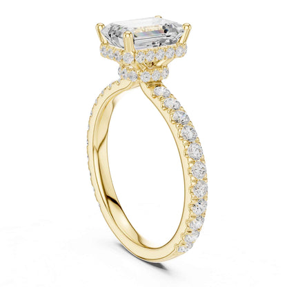 1.5 Carat Elegant Emerald Cut Lab Grown Diamond Ring with Side Diamond Accents