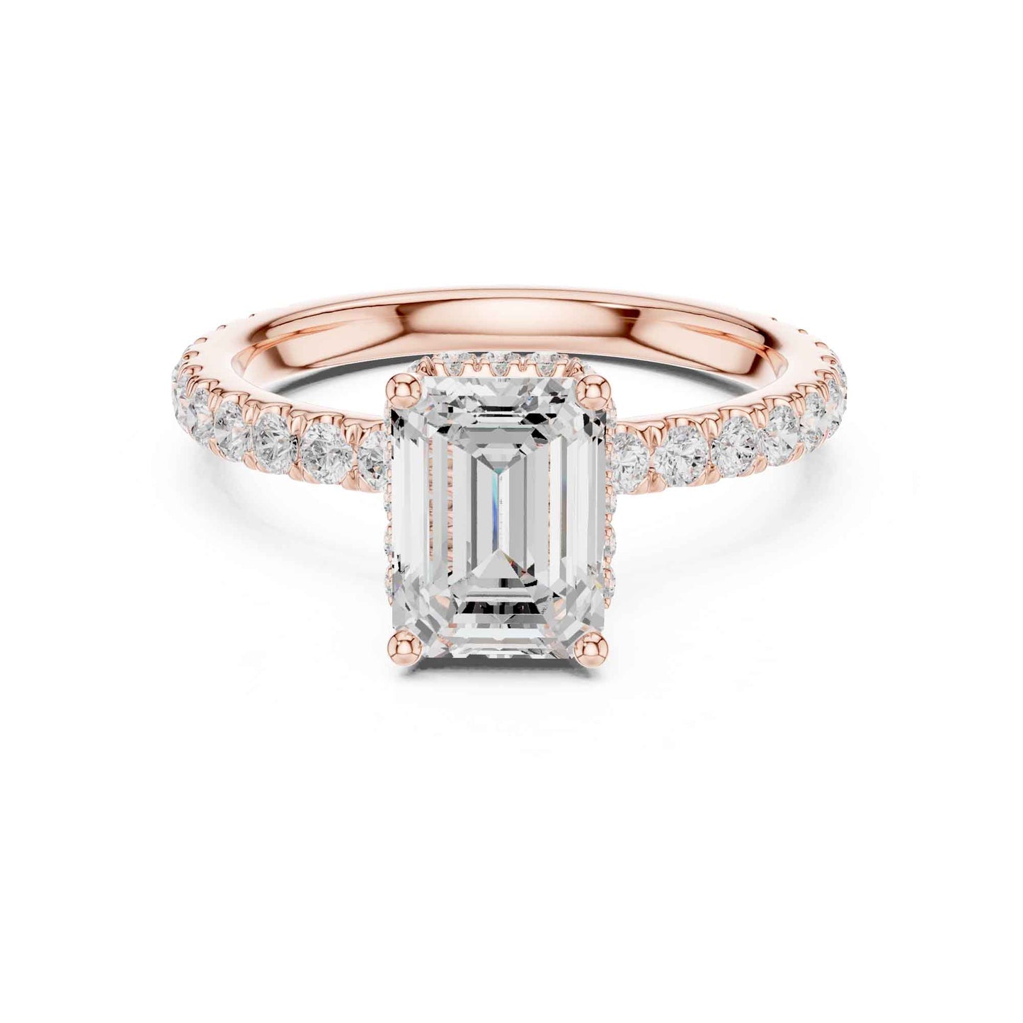 1.5 Carat Elegant Emerald Cut Lab Grown Diamond Ring with Side Diamond Accents