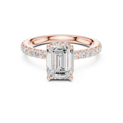 1.5 Carat Elegant Emerald Cut Lab Grown Diamond Ring with Side Diamond Accents