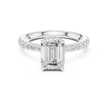 1.5 Carat Elegant Emerald Cut Lab Grown Diamond Ring with Side Diamond Accents