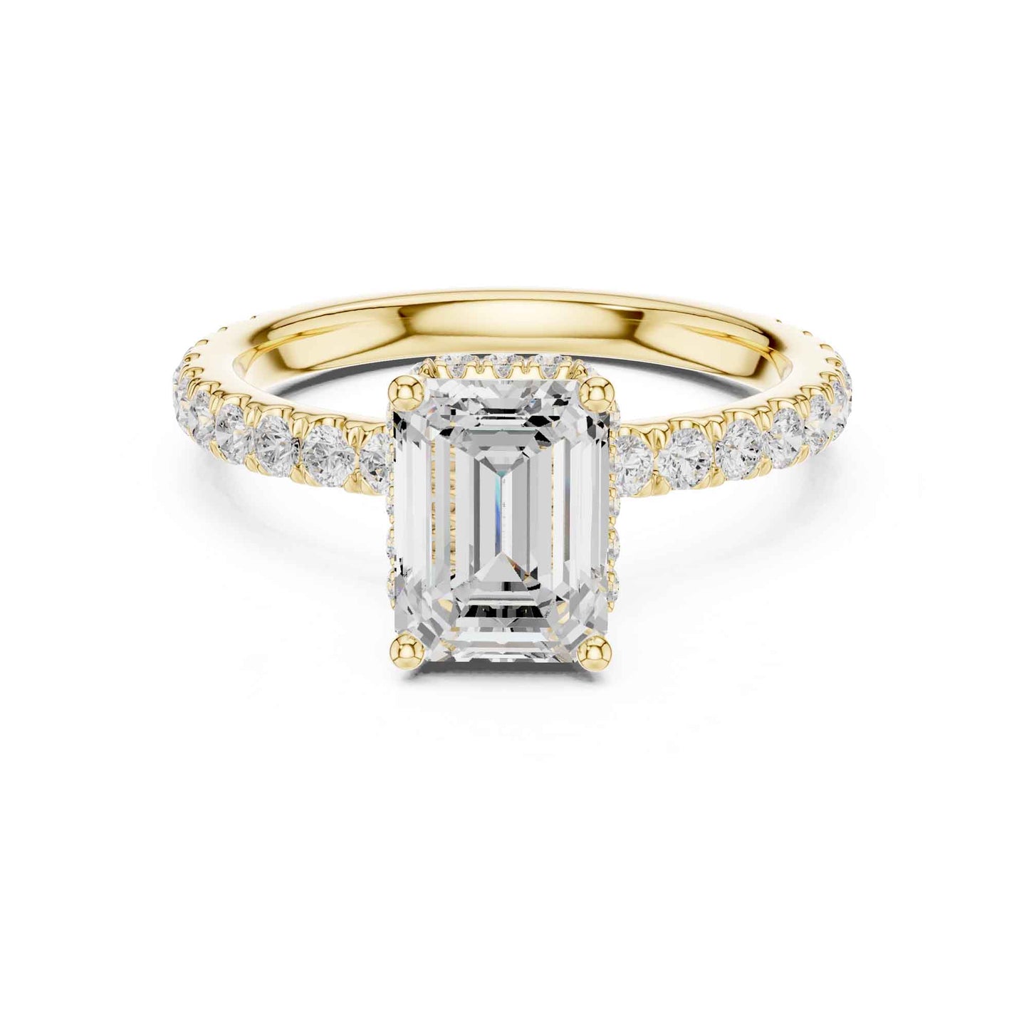 1.5 Carat Elegant Emerald Cut Lab Grown Diamond Ring with Side Diamond Accents