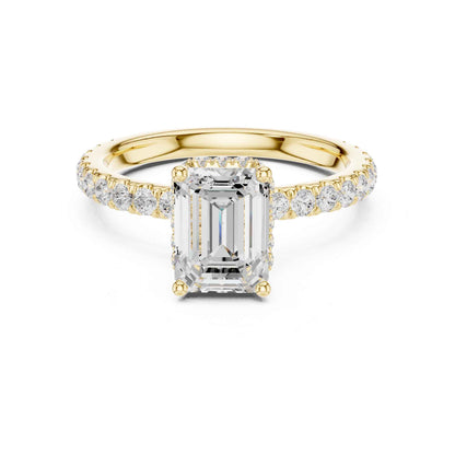1.5 Carat Elegant Emerald Cut Lab Grown Diamond Ring with Side Diamond Accents