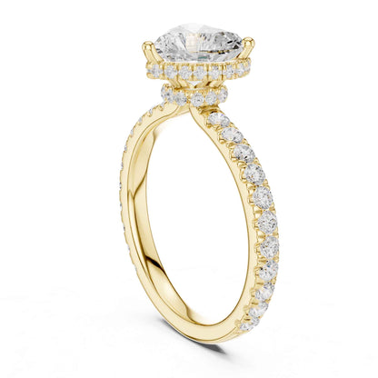 1.5 Carat Heart Shape Lab Grown Diamond Engagement Ring with Pavé Side Stones