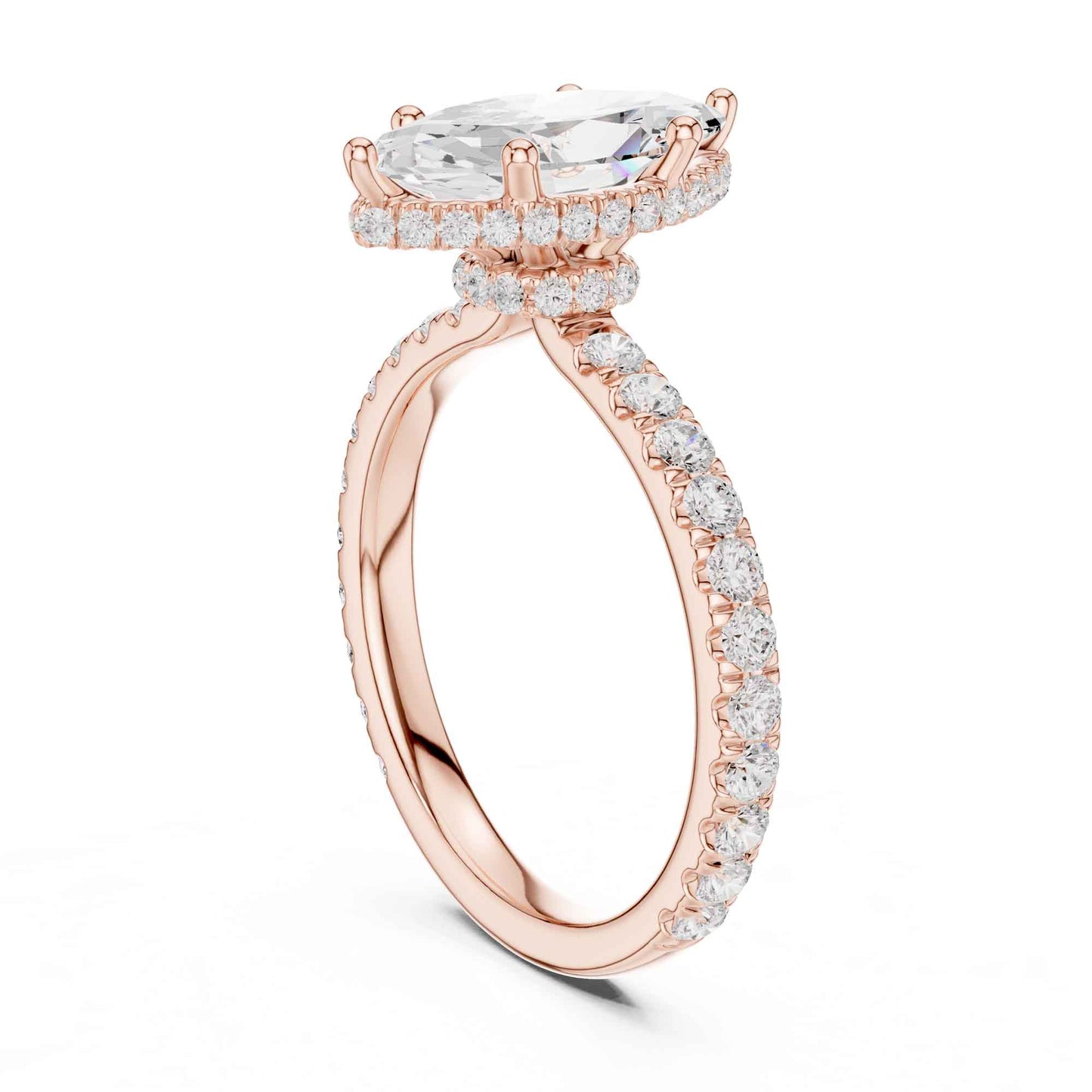 1.5 Carat Marquise Shape Lab Grown Diamond Engagement Ring with Pavé Side Stones