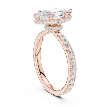 1.5 Carat Marquise Shape Lab Grown Diamond Engagement Ring with Pavé Side Stones