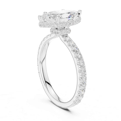 1.5 Carat Marquise Shape Lab Grown Diamond Engagement Ring with Pavé Side Stones