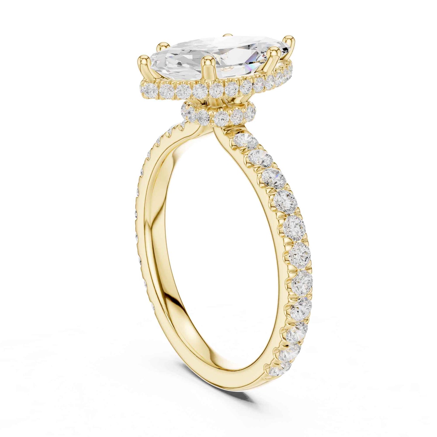1.5 Carat Marquise Shape Lab Grown Diamond Engagement Ring with Pavé Side Stones