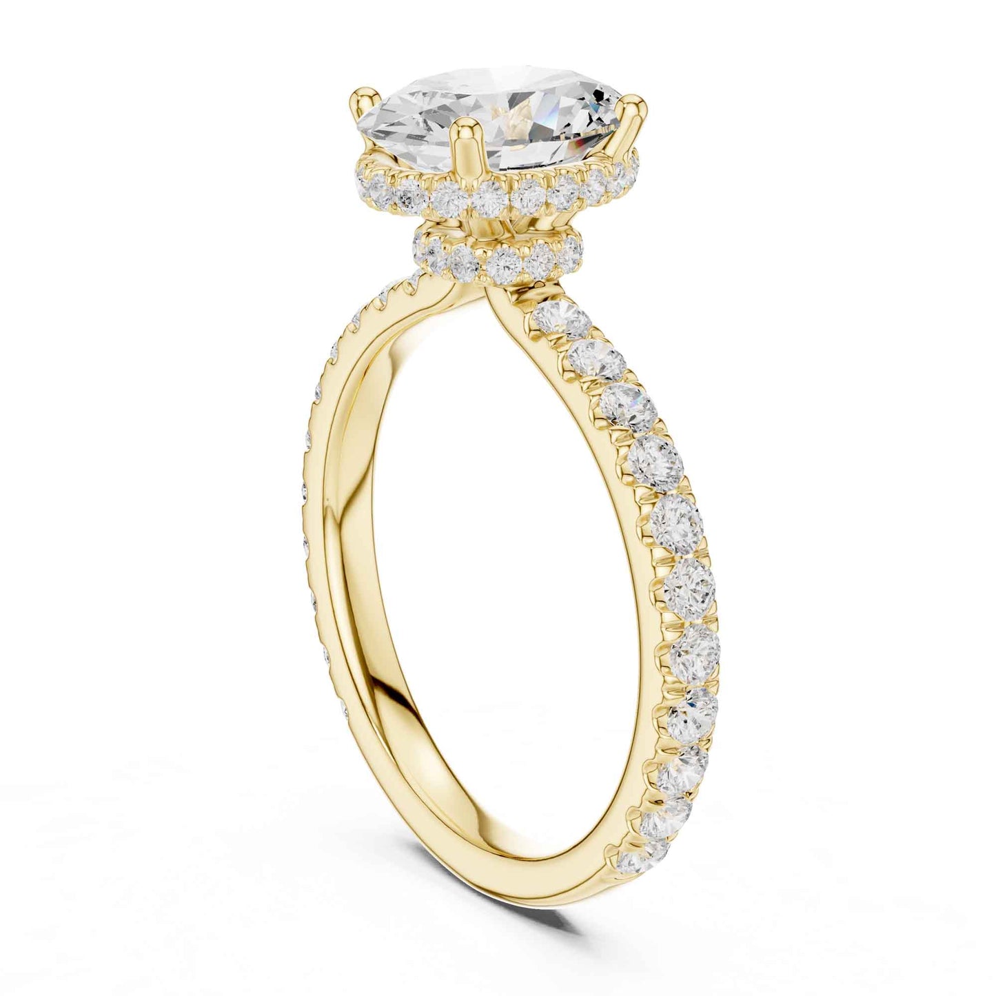 1.5 Carat Oval Brilliant Lab Grown Diamond Ring with Pave Set Band
